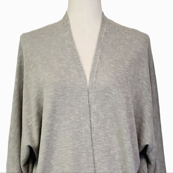 Donni Toupe Ribbed Cotton Blend Open Cardigan One Size Fits All - Picture 5 of 8